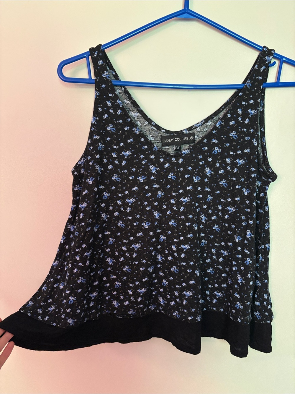 Candy Couture Black Floral Tank Top
